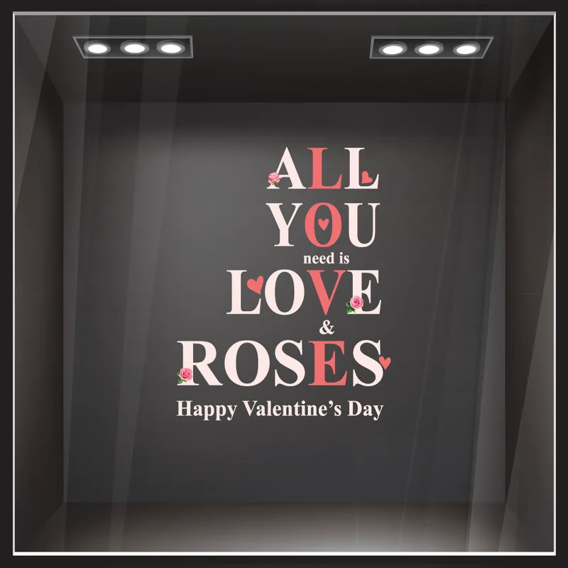 Αυτοκoλλητο Βιτρίνας LOVE AND ROSES