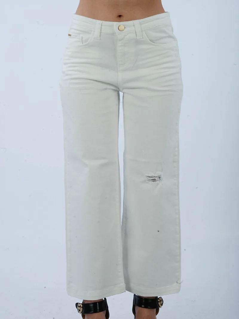 ARMANI JEANS ΠΑΝΤΕΛΟΝΙ JEANS ΦΑΡΔΥ CROPPED ΛΕΥΚΟ