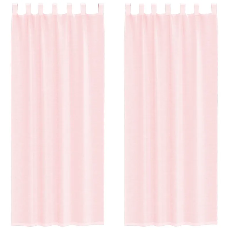 vidaXL Κουρτίνες Voile με Θηλιές 2 τεμ. Ανοιχτό Ροζ 140x260 εκ.
