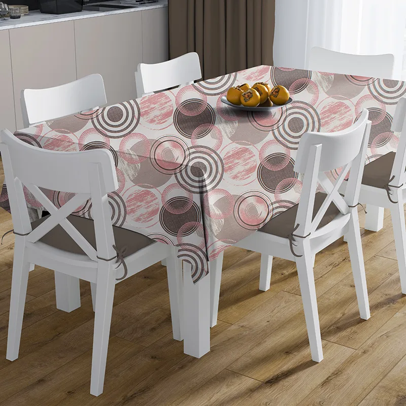 Αλέκιαστο Τραπεζομάντηλο 140X140 + Τραβέρσα Dimcol Circles 469 (140x140)