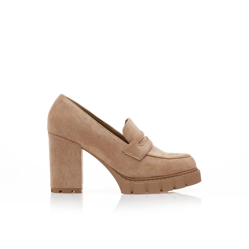 Γόβες loafers πούρο σουέτ με τρακτερωτή σόλα ΠΟΥΡΟ
