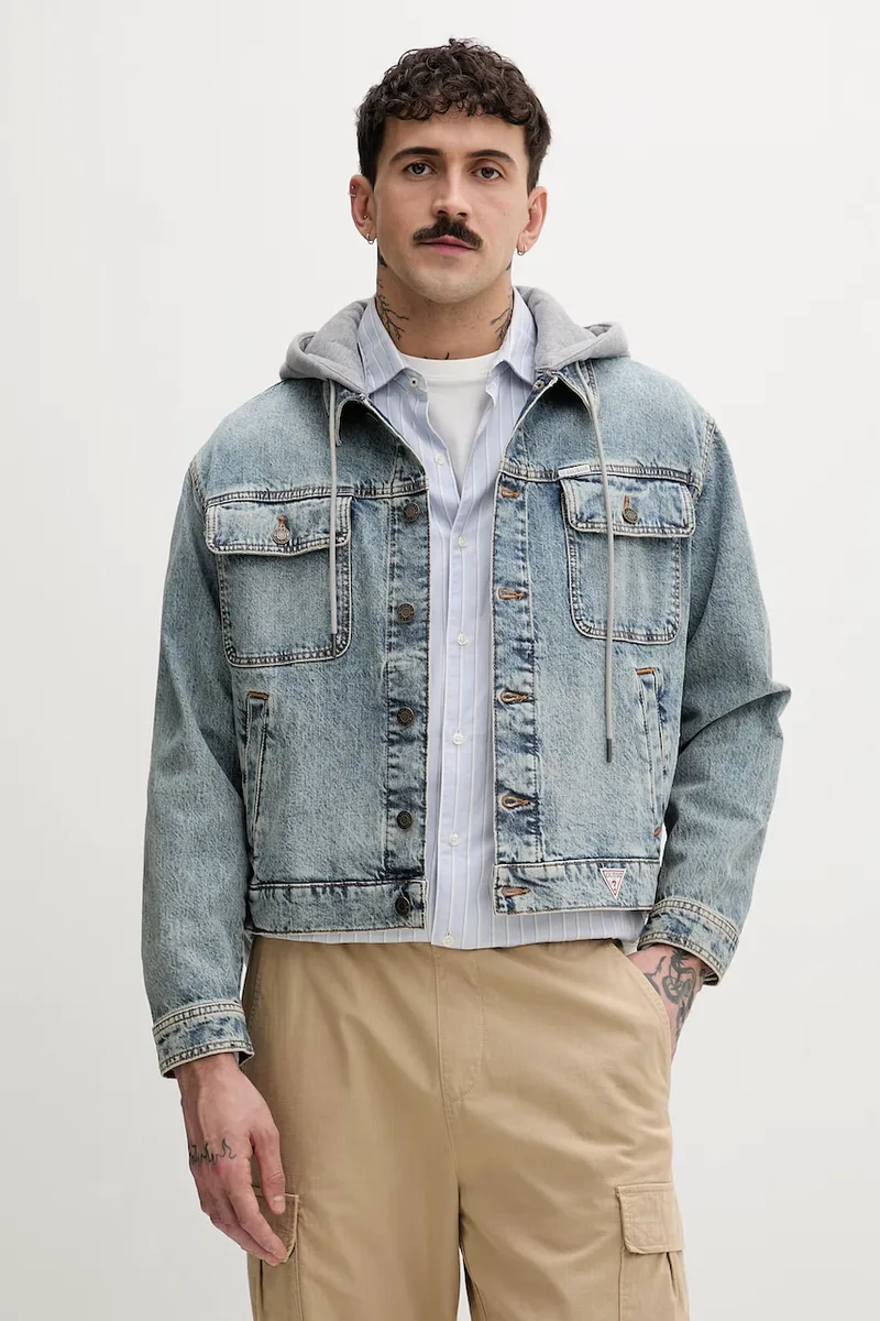 Guess Jeans μπουφάν ανδρικό ντένιμ