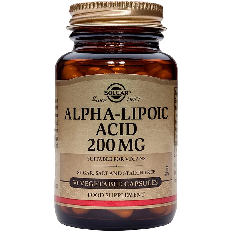 Solgar Alpha Lipoic Acid 200mg Συμπλήρωμα Διατροφής με Ισχυρή Αντιοξειδωτική Δράση 50veg.caps