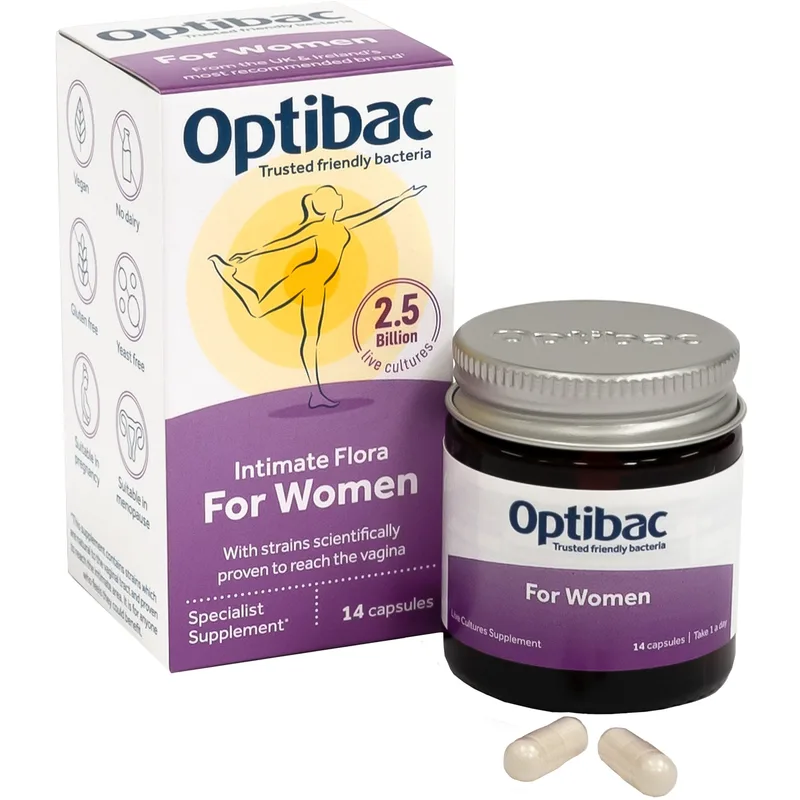 Optibac Intimate Flora For Women Συμπλήρωμα Διατροφής Φόρμουλας Επιλεγμένων Προβιοτικών για την Ενίσχυση & Διατήρηση της Φυσιολογικής Χλωρίδας του Κόλπου σε Περιπτώσεις Κολπίτιδας & Κυστίτιδας 14caps
