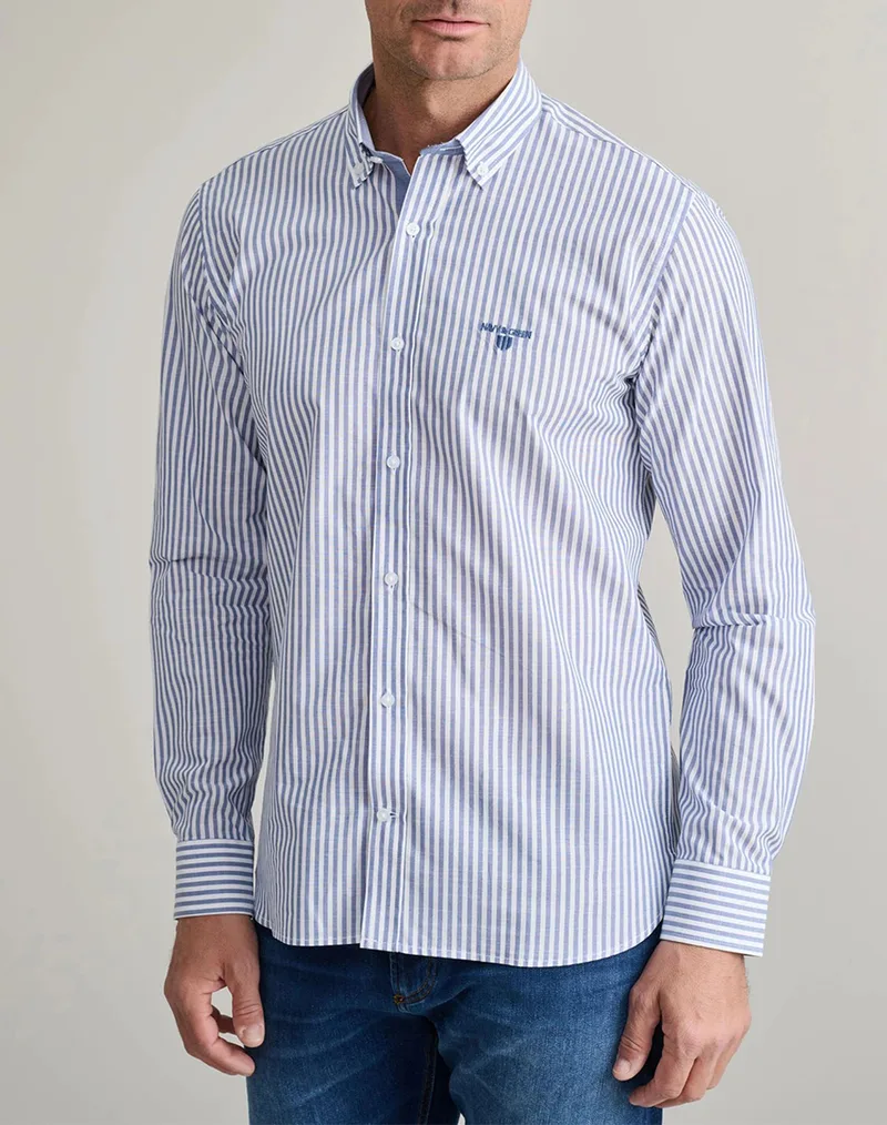 NAVY&GREEN ΠΟΥΚΑΜΙΣΟ COMFORT FIT 24NG.BX235/1B.1-WHITE/DUSTY BLUE LightBlue