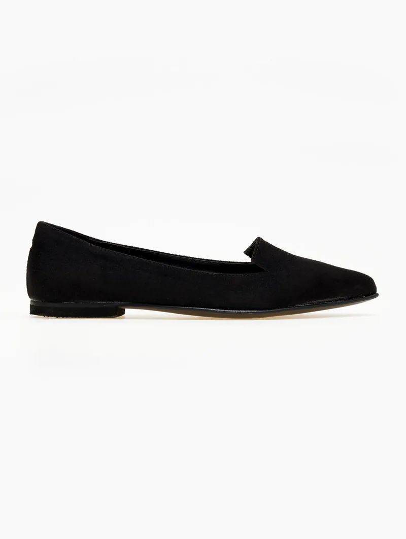 Estil Suede Pointed Toe Ballerina Flats - 16 - Black