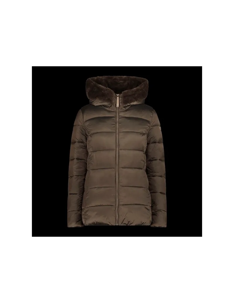 CMP women's winter jacket with hood sports insulated brown 34K0036FP981