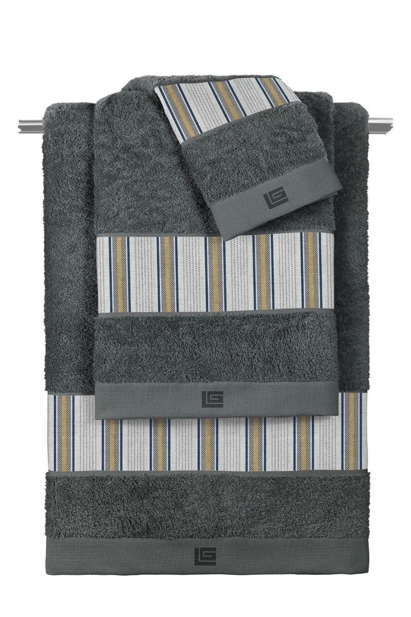 Σετ Πετσέτες 3 Τεμαχίων Guy Laroche Pinstripe Grey-Anthracite 30x50,50x90,70x140