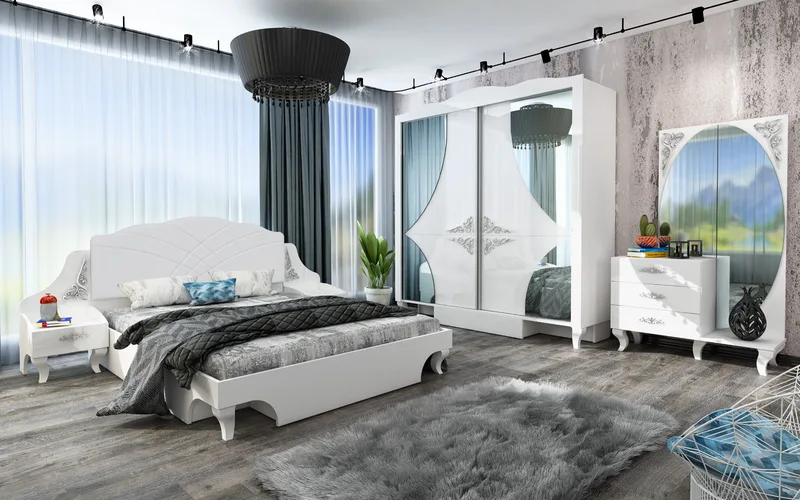Σετ Κρεβατοκάμαρας Belissima, 200x62x215 εκ., Genomax - Στρώμα ορθοπεδικό με βάση