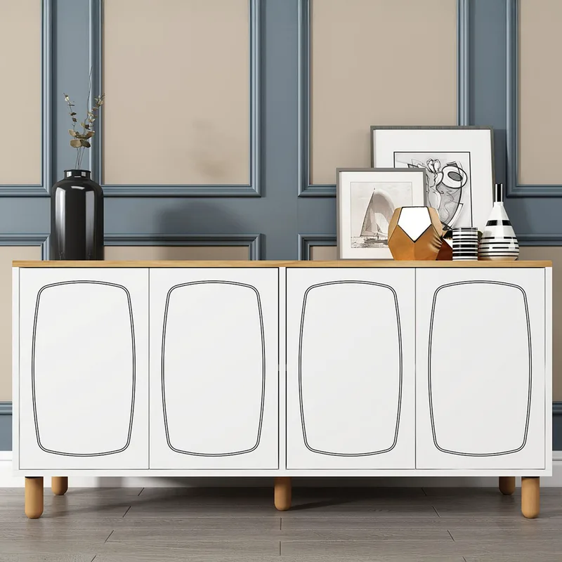 Κονσόλα Yekta - Sapphire Oak, White 327Ods1355 (150x73x36 cm)