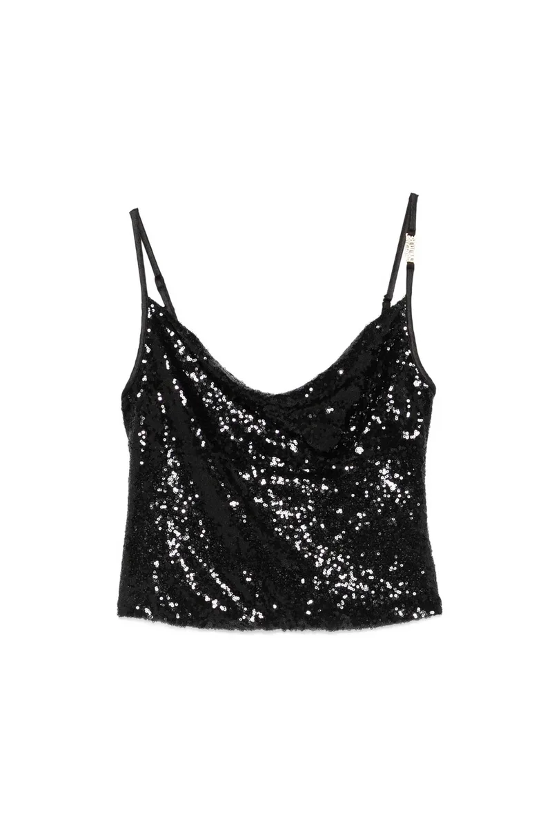 Versace Jeans Couture γυναικείο τοπ με παγιέτα - 80HAM236J0267 Μαύρο