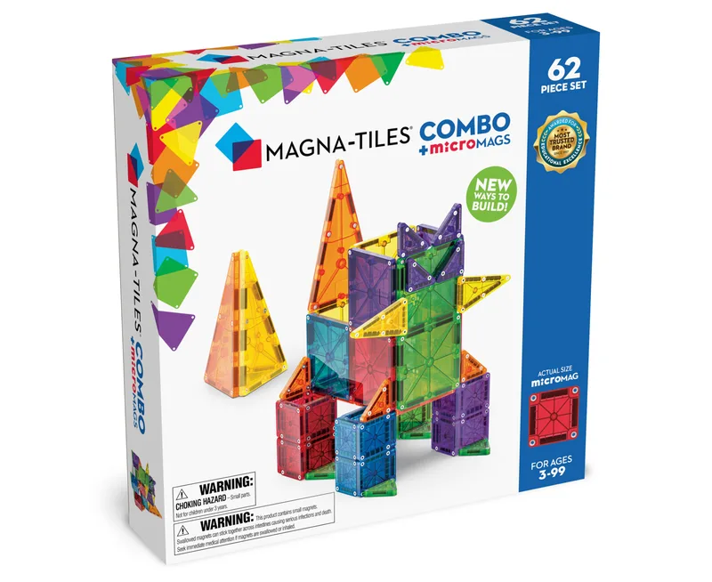 Μαγνητικό Παιχνίδι Κατασκευών Magna-Tiles Combo + MicroMAGS 62 Κομμάτια