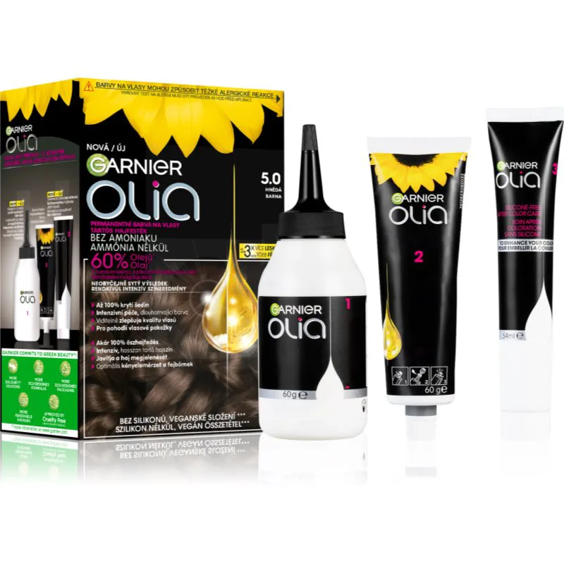 Garnier Olia Big Kit μόνιμη βαφή μαλλιών απόχρωση 5.0 Brown 1 τμχ
