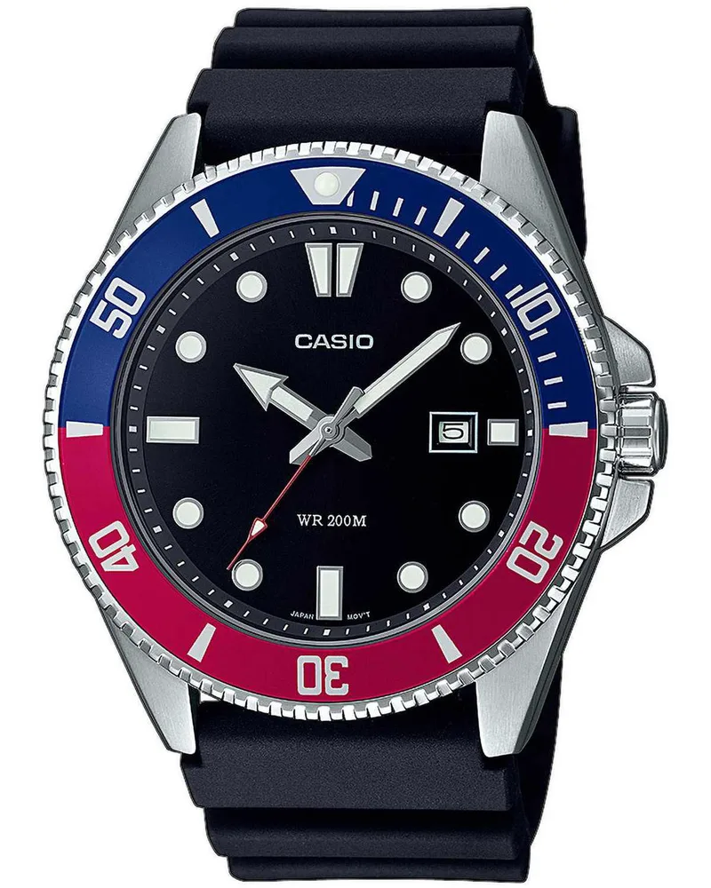 CASIO Collection - MDV-107-1A3VEF, Silver case with Black Rubber Strap