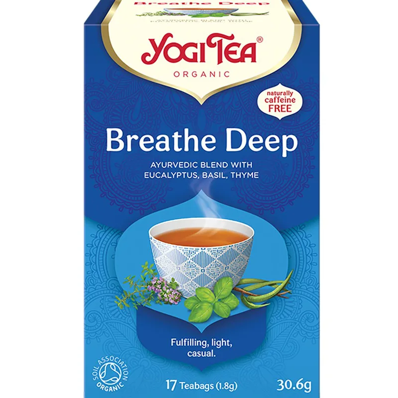 Yogi Tea Breath Deep Ρόφημα Βοτάνων με Ευκάλυπτο, Βασιλικό & Θυμάρι για Απελευθέρωση της Αναπνοής & Βελτίωση του Ρυθμού της 17 Teabags (17 Φακελάκια x 1,8g)