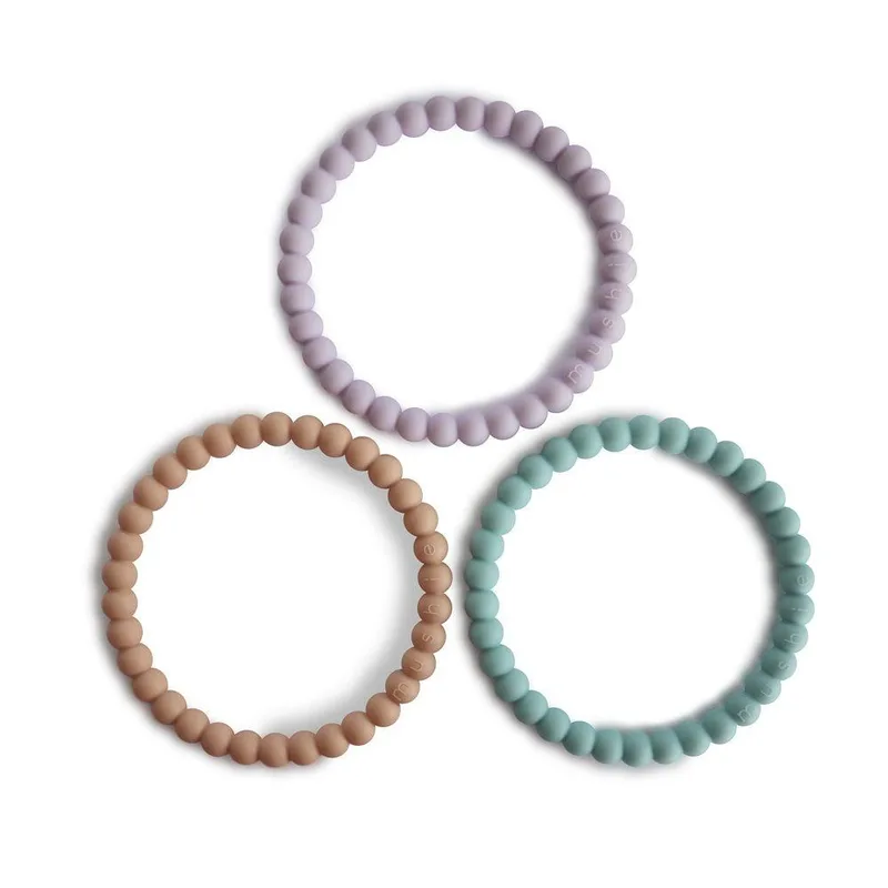 Σετ 3 Βραχιόλια Οδοντοφυΐας - Lilac/Cyan/Soft Peach - Mushie