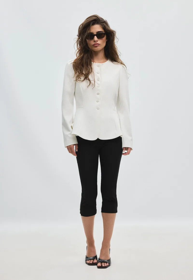 Stradivarius Σακάκι Peplum Εκρού S