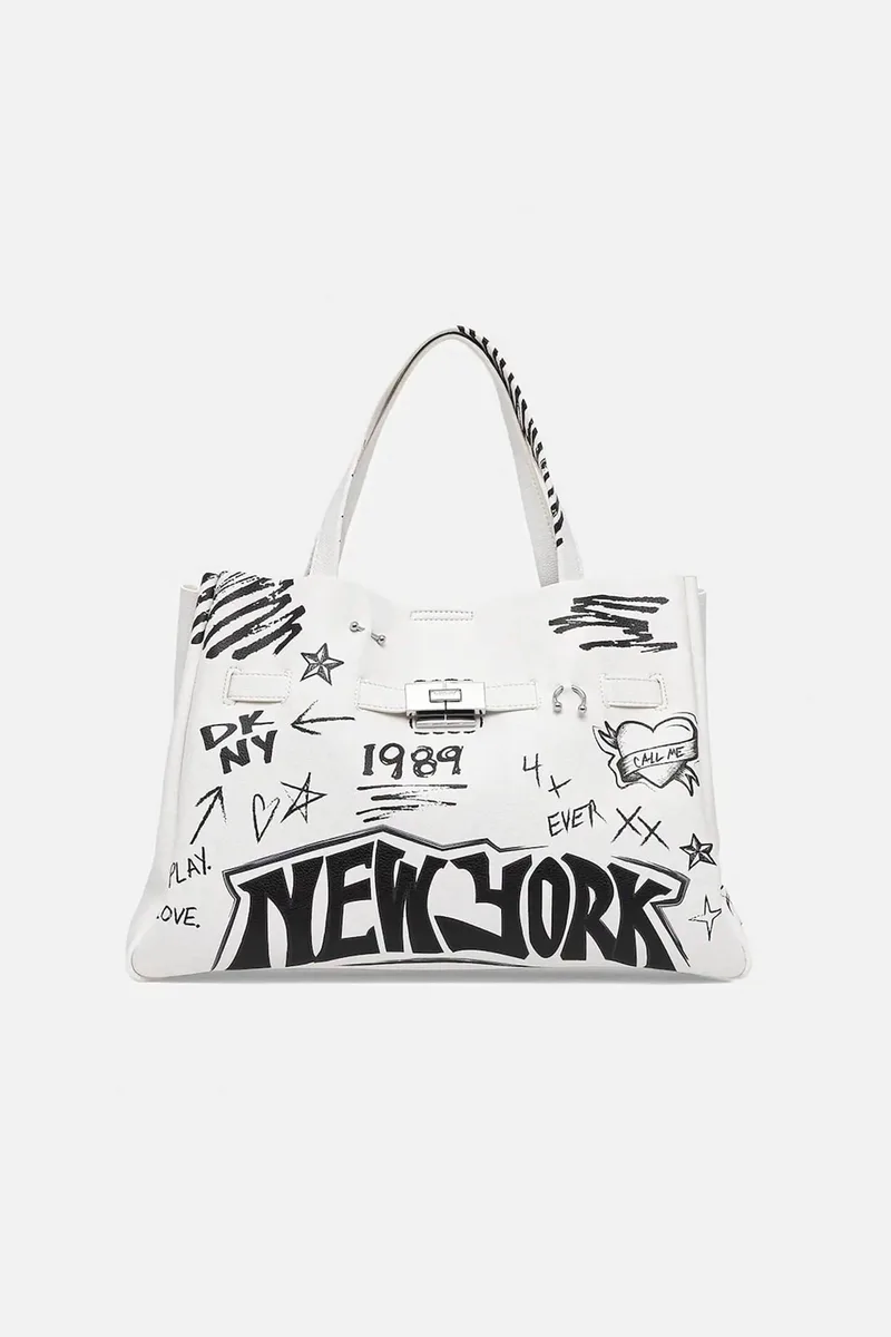 DKNY γυναικεία τσάντα χειρός με lettering "Bryar" - R54DDK43 Λευκό