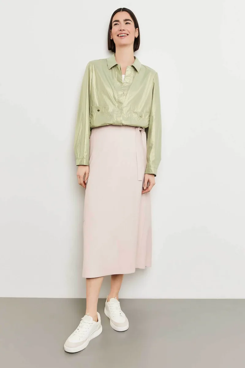 Gerry Weber γυναικεία midi φούστα κρουαζέ με flap τσέπη A-line - 310012-31331 Μπεζ