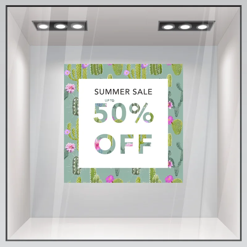 Αυτοκoλλητο Εκπτωσεων SUMMER SALE CACTUS