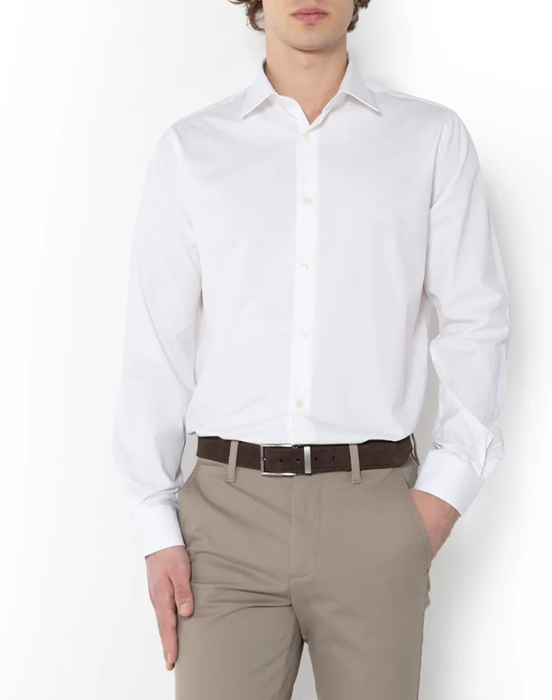 THE BOSTONIANS ΠΟΥΚΑΜΙΣΟ ΠΟΠΛΙΝΑ CUSTOM FIT Plain POPLIN Classic Custom Fit 3AMP1656-WHITE White