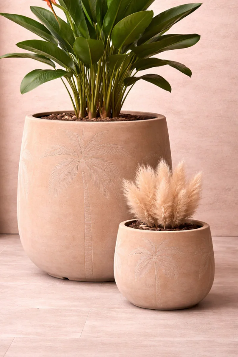 Κασπω Απο Ινες Πηλου Με Σχεδιο Φοινικα 23Cm 23x23x23cm Μονόχρωμο Kaeming