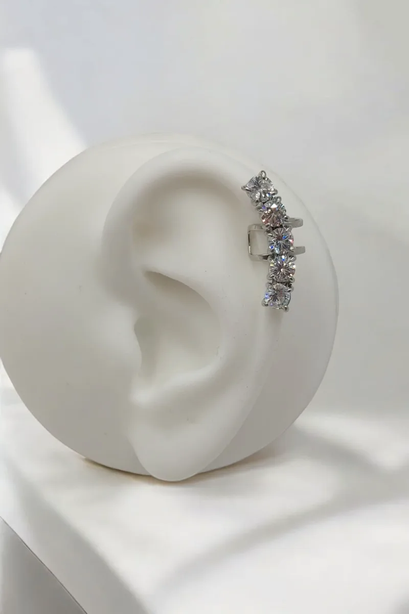 ΣΚΟΥΛΑΡΙΚΙ EAR CUFF ΑΣΗΜΙ ΑΤΣΑΛΙ ME ΚΥΡΤΗ ΛΩΡΙΔΑ ΜΕ ΣΤΡΑΣ