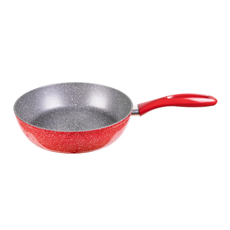 Βαθύ τηγάνι Oliver Voltz OV54419A26D, 26 cm, Μαρμάρινη επίστρωση, Επαγωγή, Κόκκινο