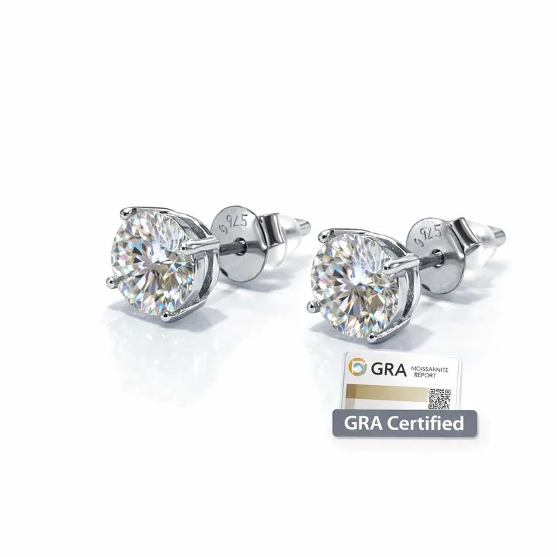 Σκουλαρίκια Moissanite Καρφωτά Ασημένια 925 – GRA Certified | Κοσμήματα Κουμιάν