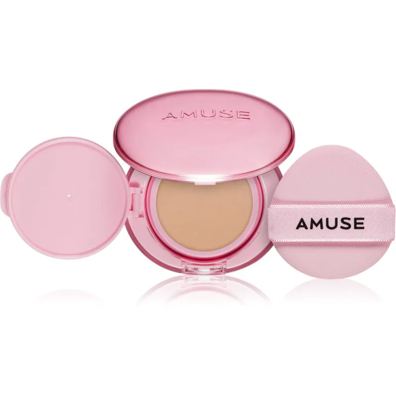 AMUSE Dew Power Vegan Cushion μακράς διαρκείας μεικ απ σε σφουγγαράκι για λαμπρότητα και λείανση επιδερμίδας απόχρωση 02 Healthy 15 γρ