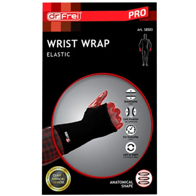 Dr. Frei Wrist Wrap Elastic Αμφιδέξιο Ελαστικό Περικάρπιο Καθημερινής Χρήσης Μαύρο 1 Τεμάχιο - Large