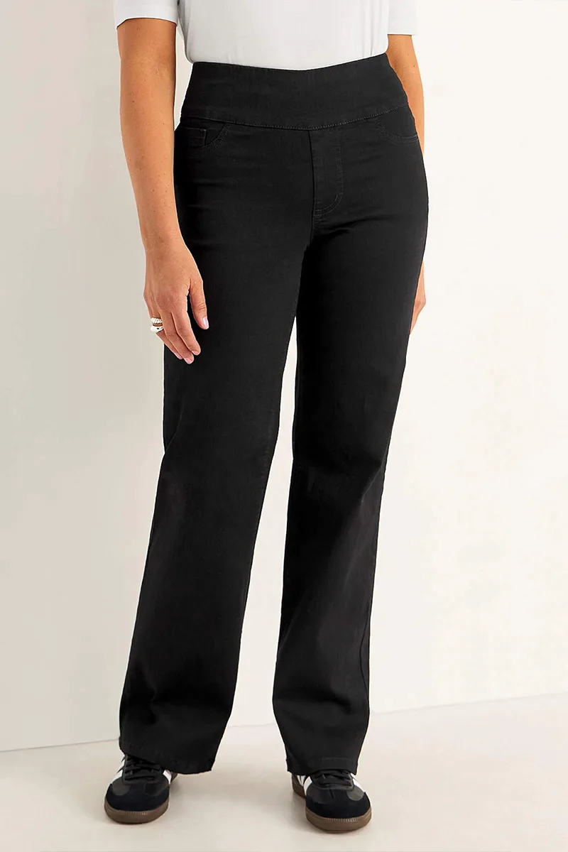 Τζιν παντελόνι με μπάσκα σε denim black χρώμα