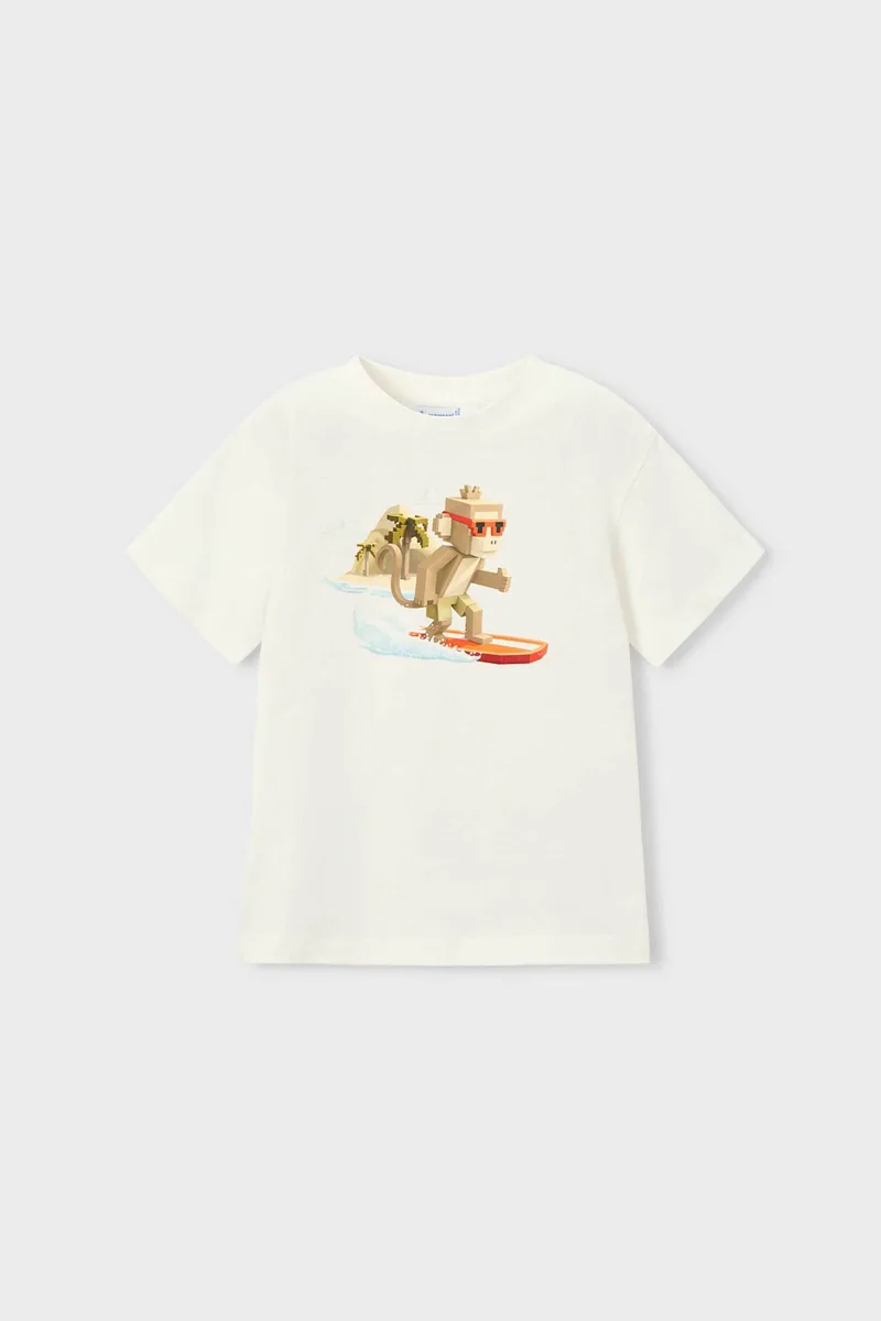 Mayoral παιδικό T-shirt με print Regular Fit - 3077-S26 Κρέμ
