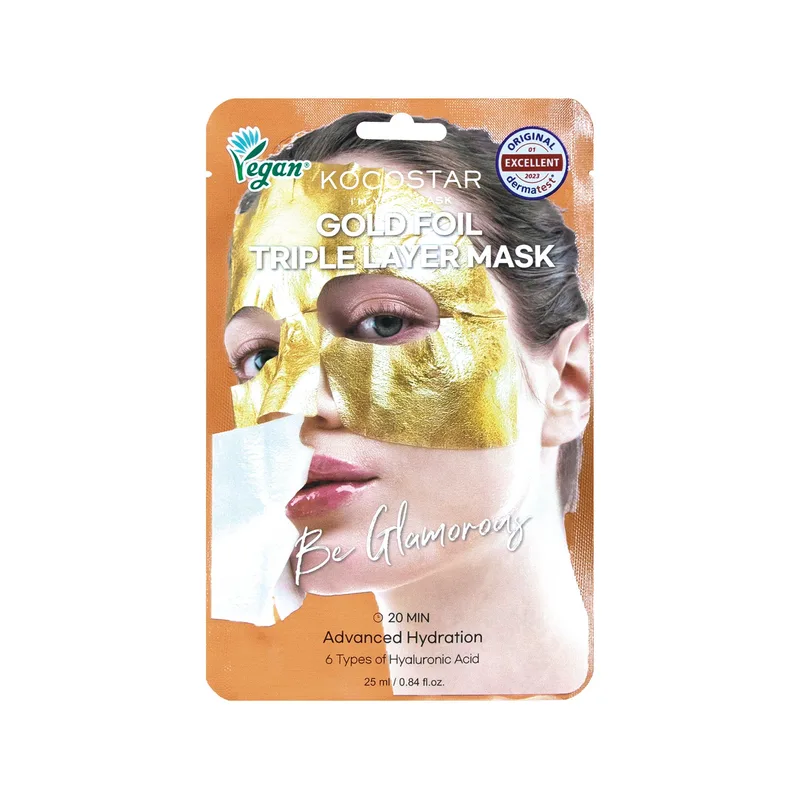 Premium Χρυσό Foil Triple Layer Mask Μάσκα Προσώπου για Ενυδάτωση 25ml