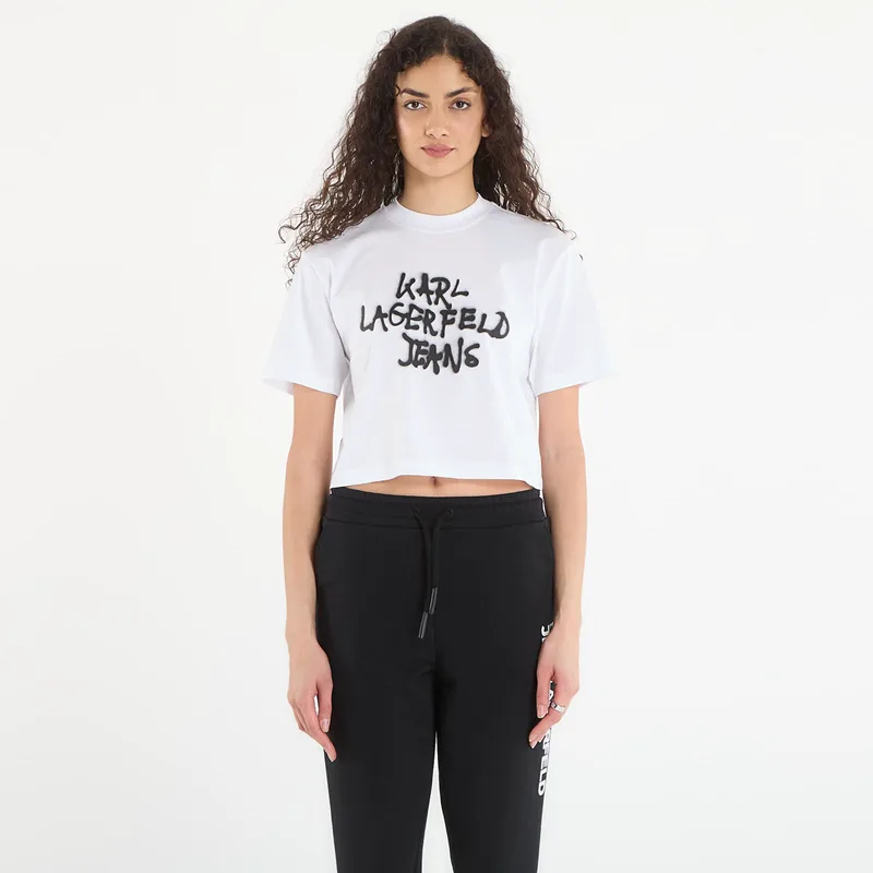 T-shirt Karl Lagerfeld Jeans Reg Cropped Graffiti Tee White M