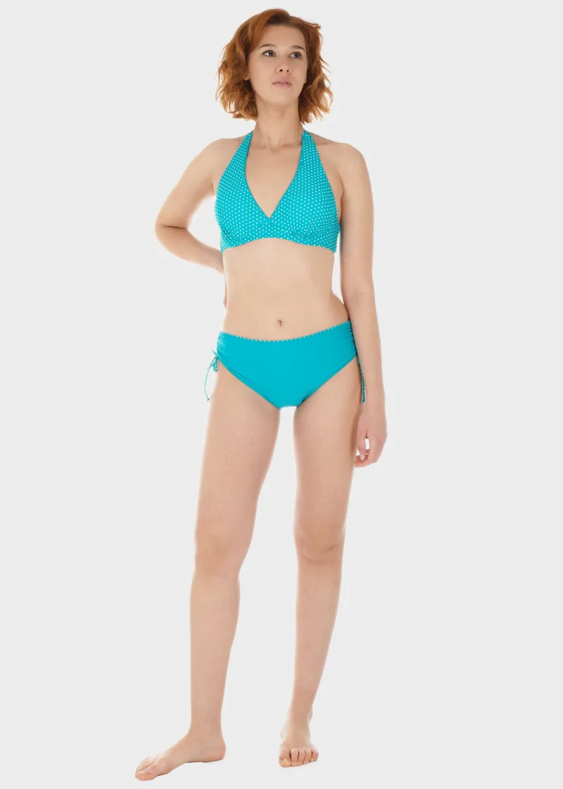 Γυναικείο σετ μαγιό bikini φαρδύ τριγωνάκι με μπανέλα slip κανονική γραμμή.Καλύπτει C-D Cup AQUA