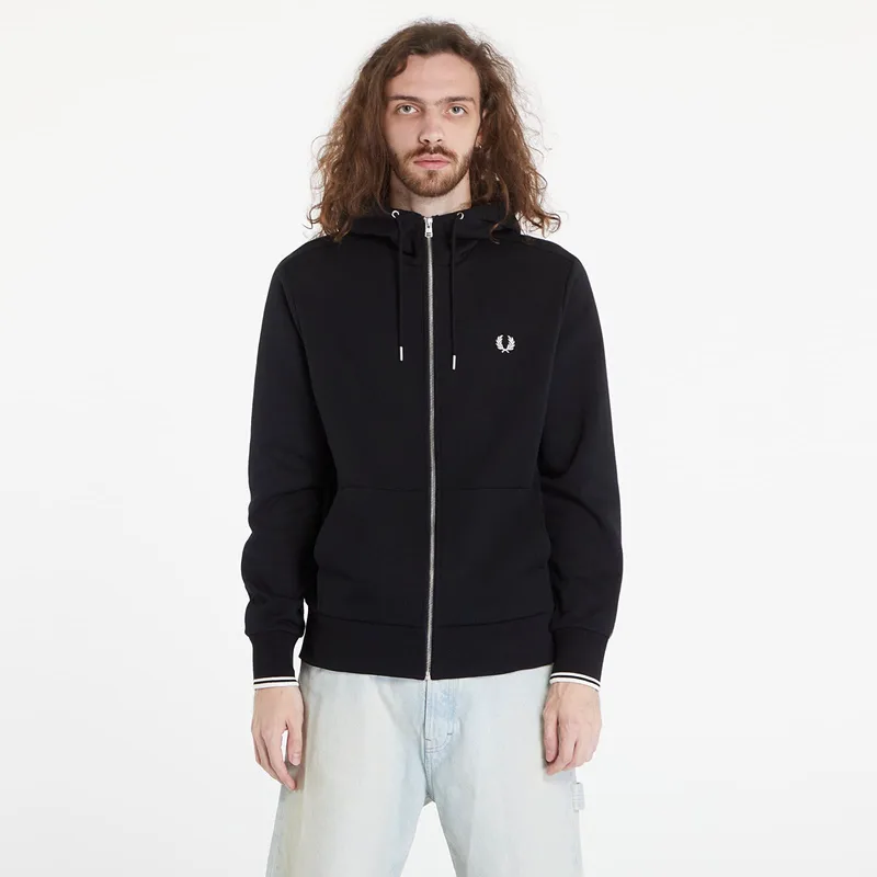 Φούτερ FRED PERRY Hooded Zip Through Sweatshirt Black M