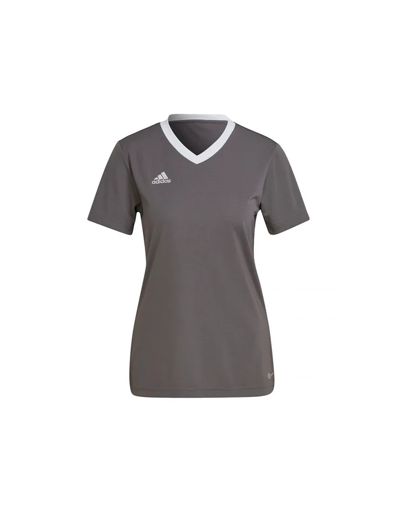 Adidas Entrada 22 Γυναικείο Αθλητικό T-shirt Fast Drying με V Λαιμόκοψη Team Grey Four H59848