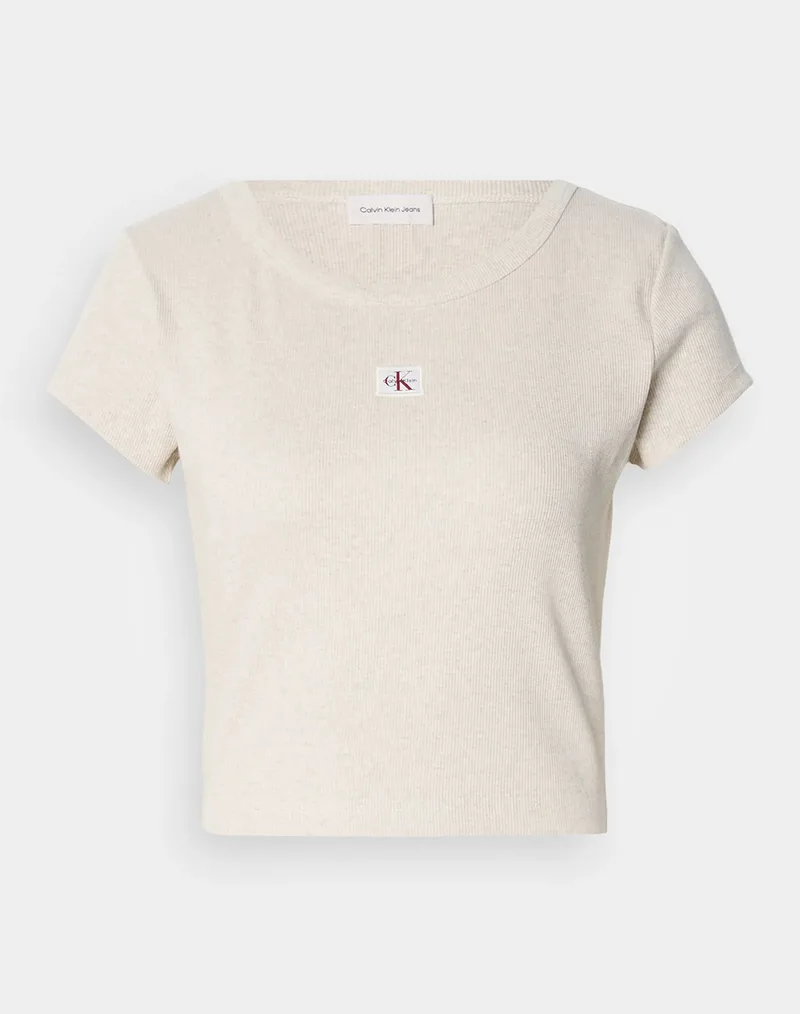 CALVIN KLEIN JEANS A- WOVEN LABEL 2X2 RIB BABY TEE LV047C200G-P4P Cream