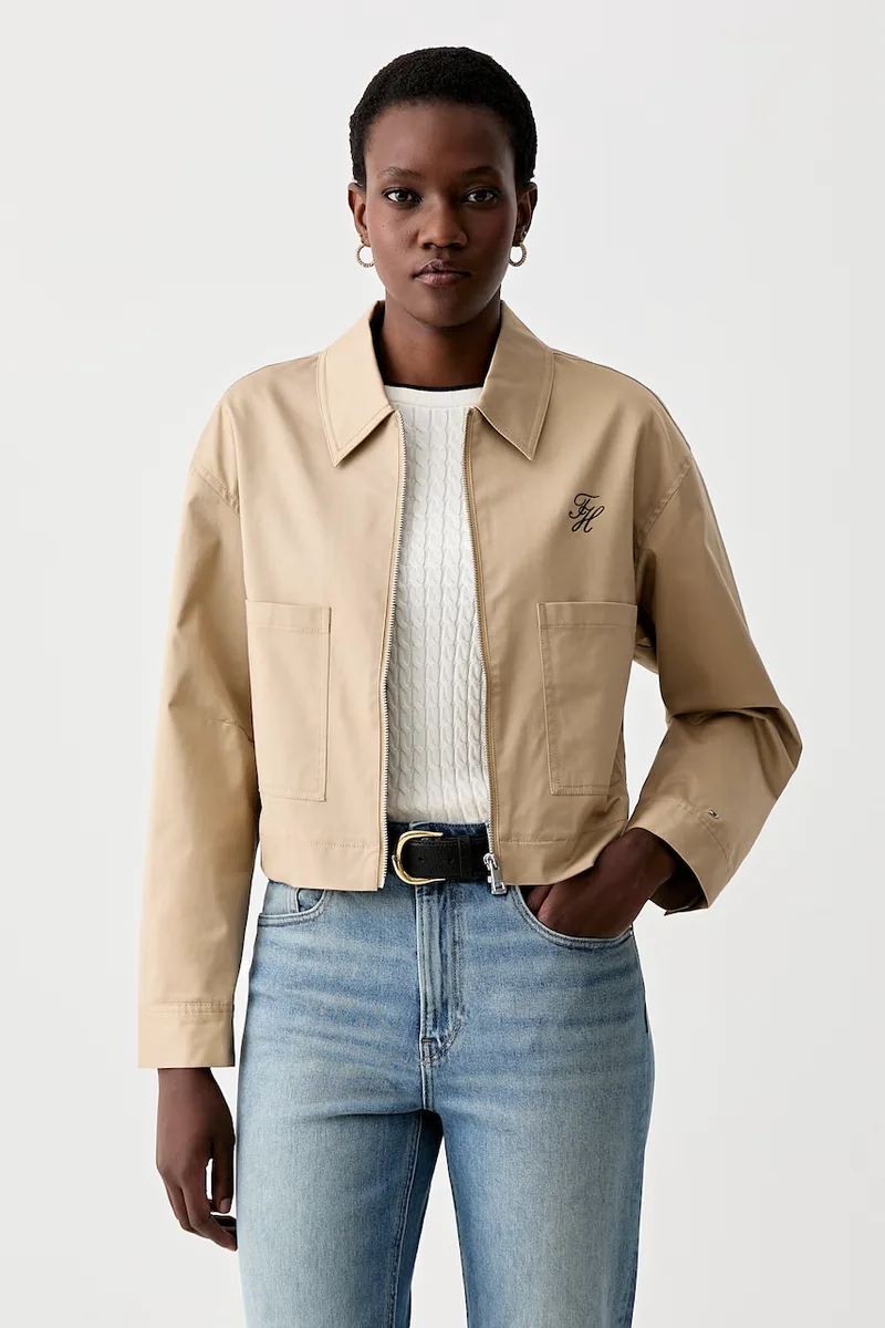 Tommy Hilfiger μεταβατικό μπουφάν γυναικείο βαμβακερό με ελαστάν