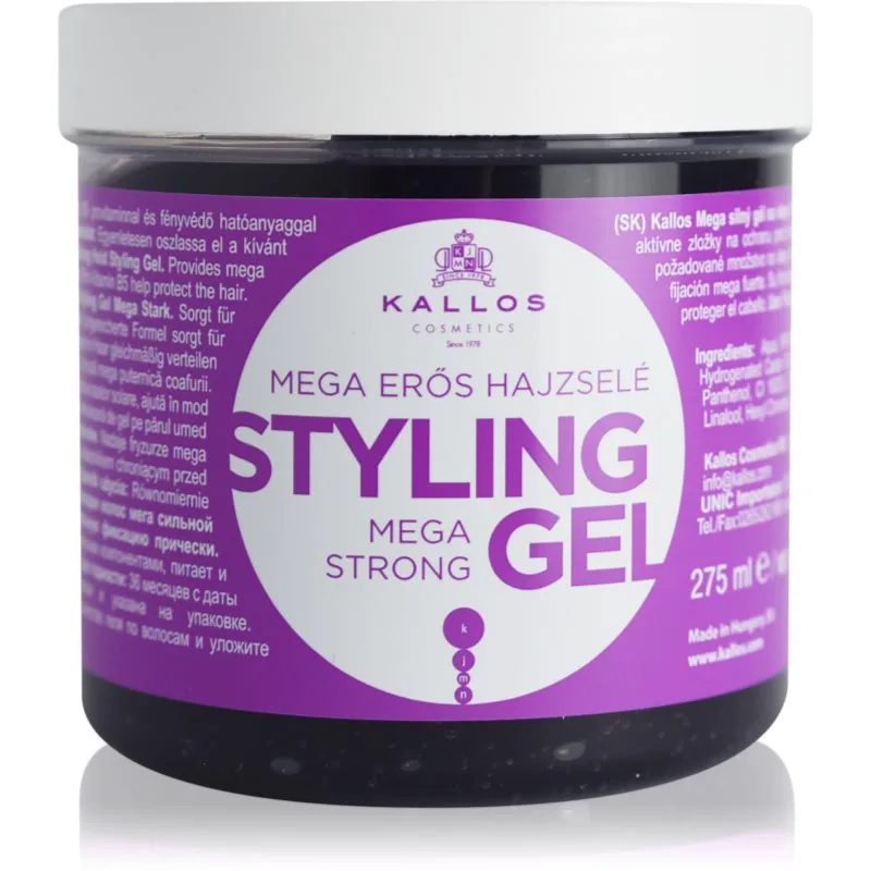 Kallos KJMN Mega Strong Styling Gel έξτρα δυνατό τζελ για τα μαλλιά 275 ml