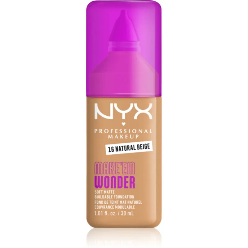 NYX Professional Makeup Make ‘Em Wonder ελαφρύ ματ μεικ απ απόχρωση 16 Natural Μπεζ 30 ml