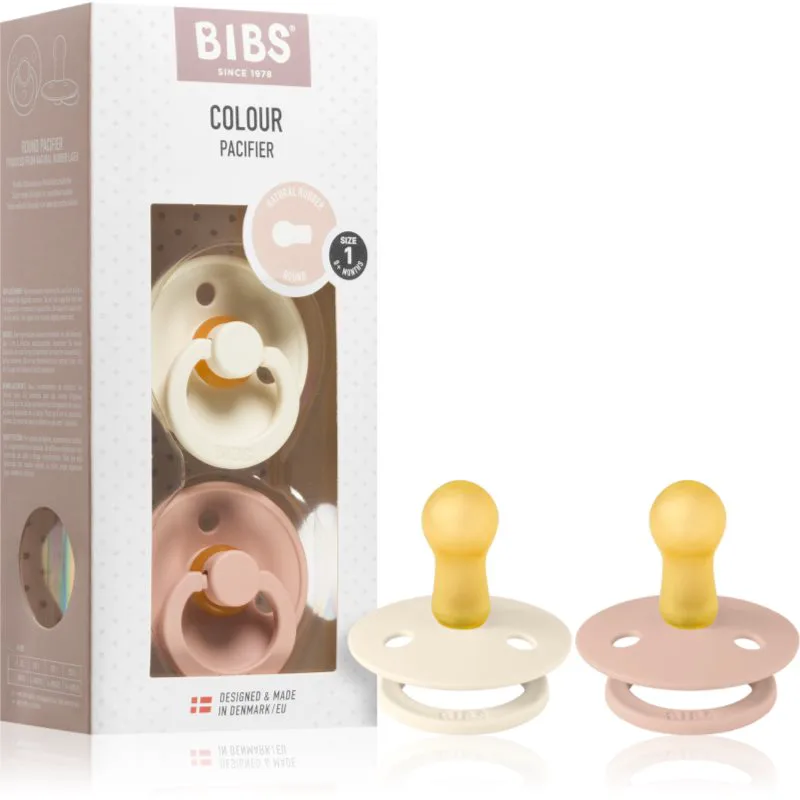 BIBS Colour Natural Rubber Size 1: 0+ months πιπίλα Ivory / Blush 2 τμχ