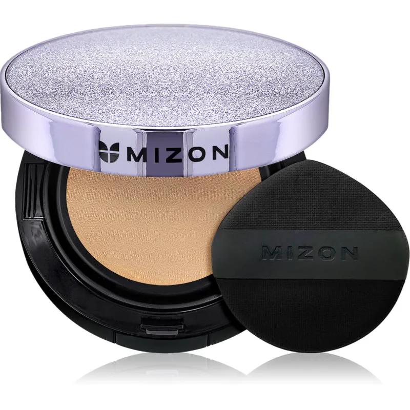 Mizon Vegan Collagen Cushion SPF38 PA++ μακράς διαρκείας μεικ απ σε σφουγγαράκι πολύ μεγάλη προστασία απο τον ήλιο απόχρωση #23 Natural Sand Μπεζ 2x1