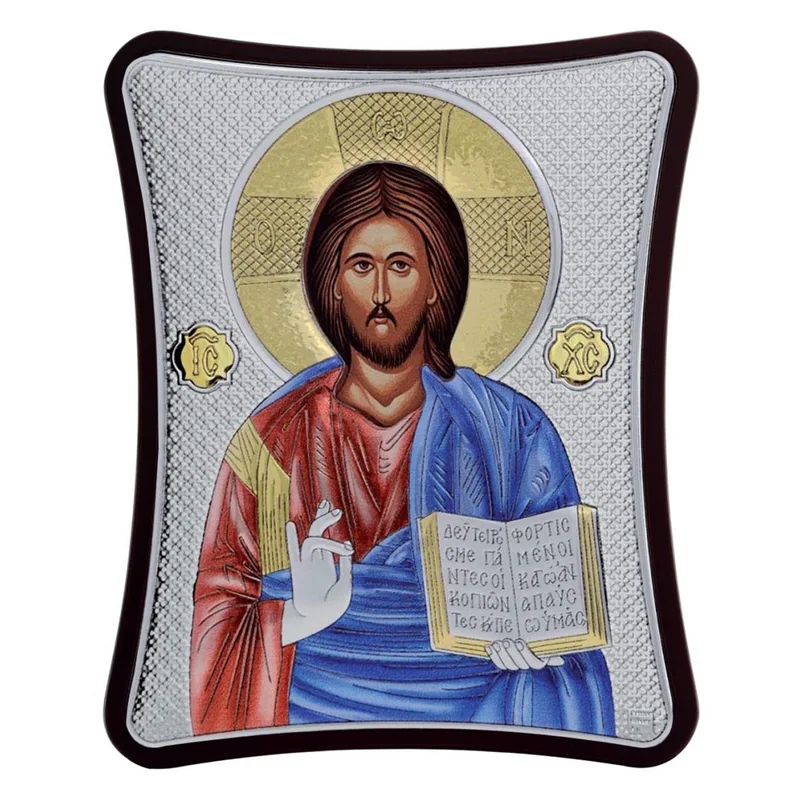 Ασημένια έγχρωμη εικόνα Χριστός MA-E1407-XC