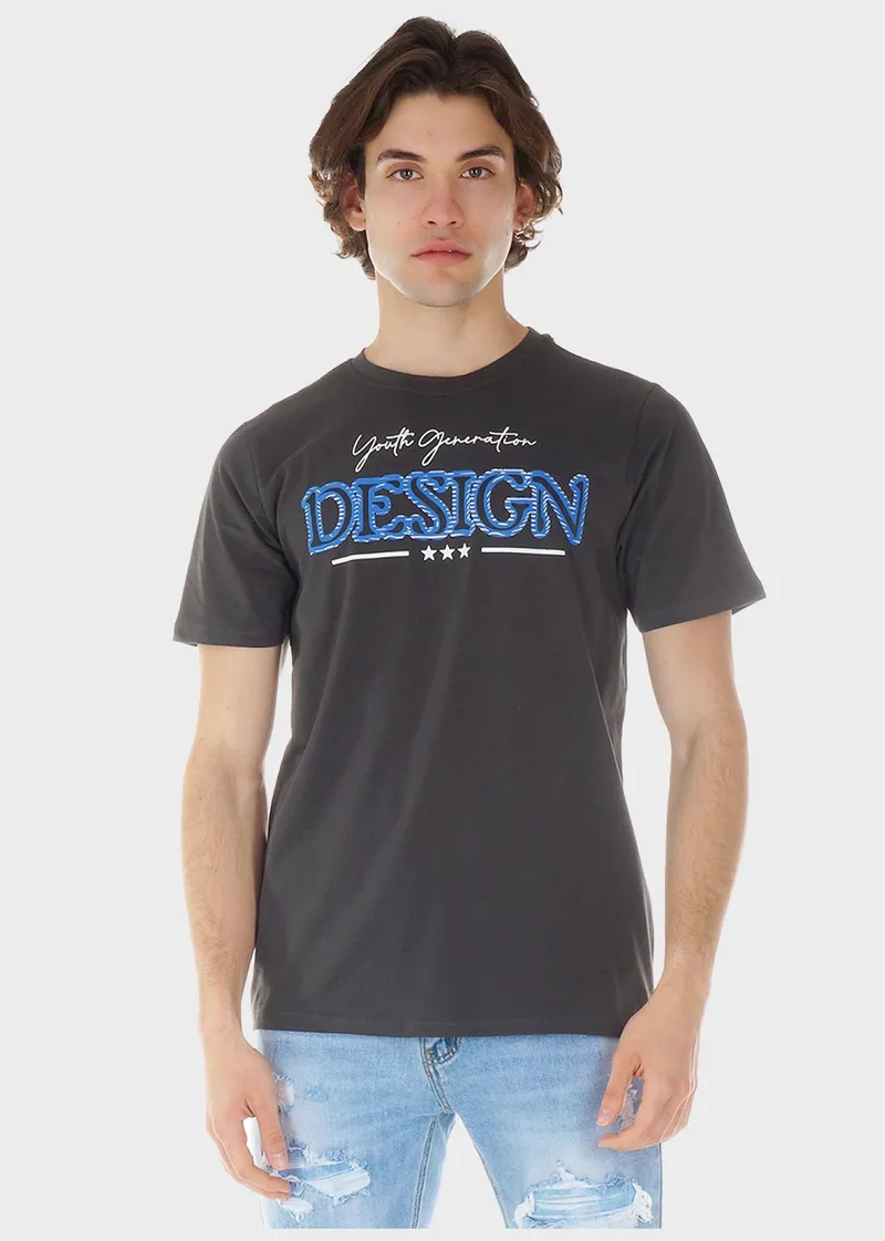 Ανδρική μπλούζα με στάμπα σε Oversize γραμμή. ΓΚΡΙ