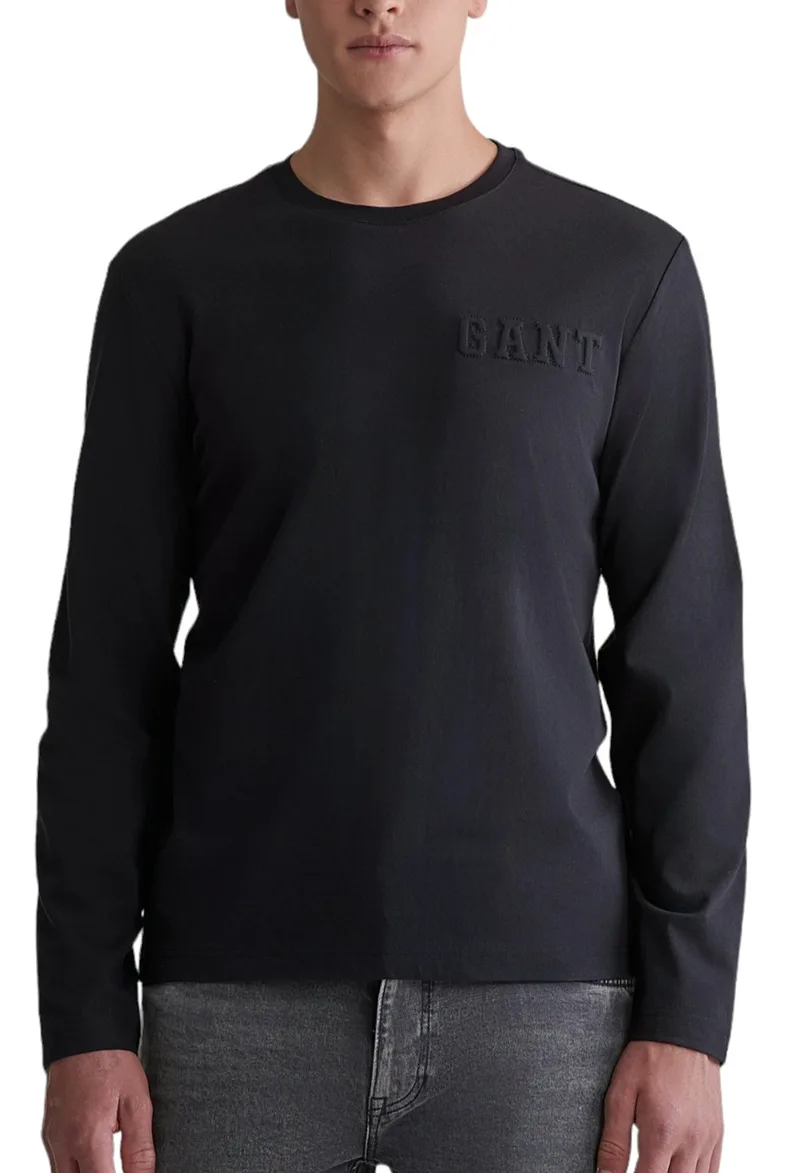Μπλούζα Μακρυμάνικη Gant Embossed 2003268-005-BLACK Ανδρικό