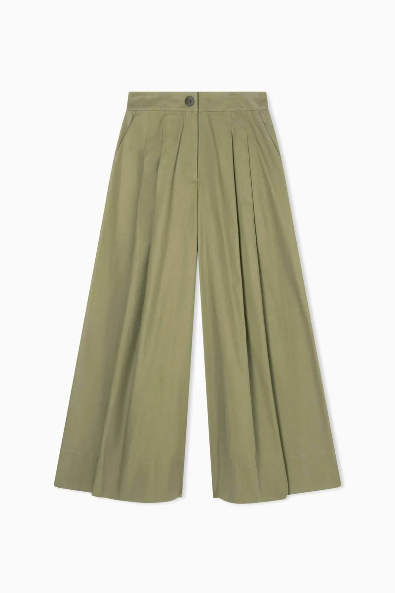 Armani Exchange γυναικείο παντελόνι μονόχρωμο Palazzo Fit - XW002005AF18863 Χακί