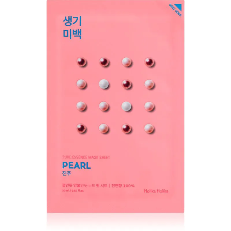 Holika Holika Pure Essence Pearl φύλλο μάσκας με επίδραση την φωτεινότητα 20 ml