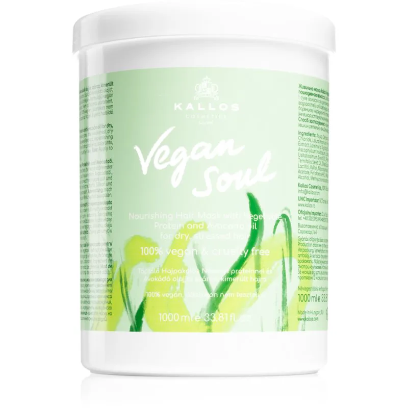 Kallos Vegan Soul Nourishing θρεπτική μάσκα για ξηρά, ταλαιπωρημένα μαλλιά 1000 μλ